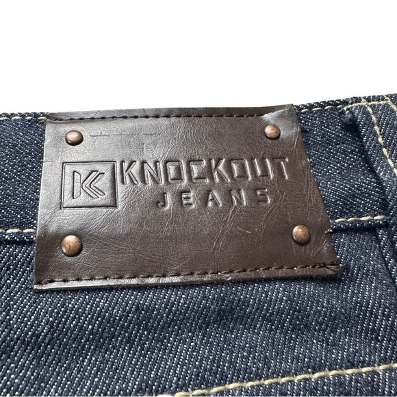 Knockout Jeans Los Angeles Mens Dark Wash Blue Jean Shorts Size 40 Hip Hop Baggy - Picture 8 of 13